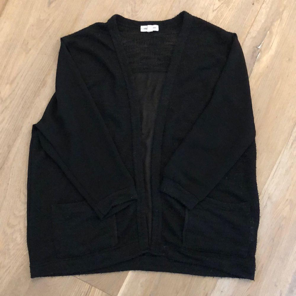 Silence + Noise Women’s Black Cardigan with mesh back and sleeves (XS)